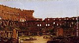 St. Peter's And The Vatican Palace, Rome Paintings - Interior of the Colosseum, Rome by Thomas Cole